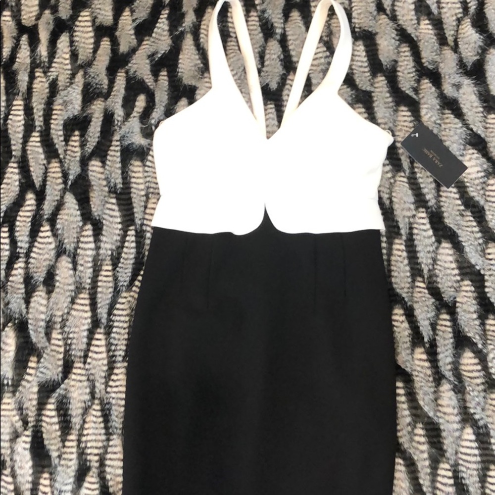 Zara black + white strappy cocktail dress
